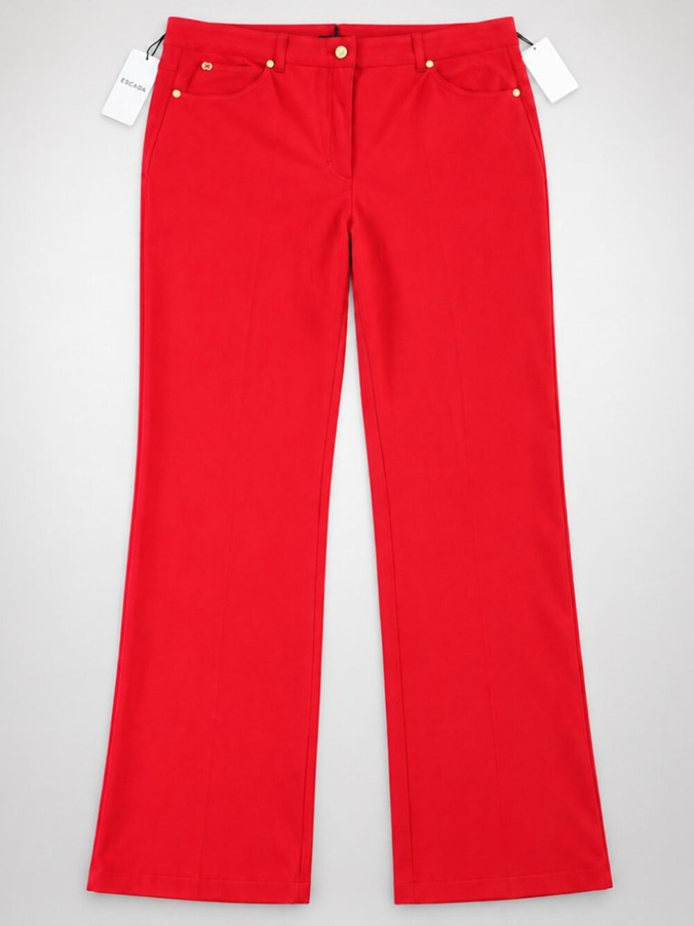 Escada Red Soft Denim Straight Leg Jeans NWT Size 42